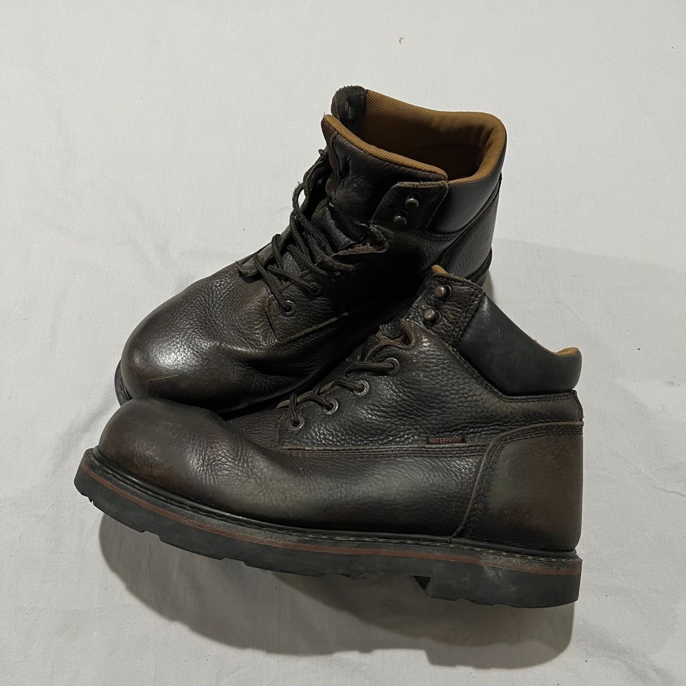 C.E. Schmidt Mens Dark Brown Leather Waterproof Lace Up Work Boots Size 13M